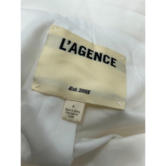 L'Agence Womens Kenzie Double Breasted Blazer Crepe Front Button White Size 6 - Picture 5 of 8